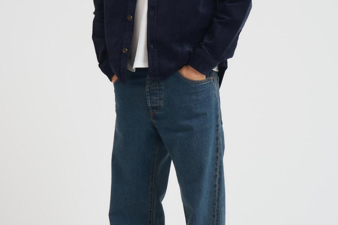 Overshirt uomo in velluto a coste blu 1000541 460 LES DEUX 