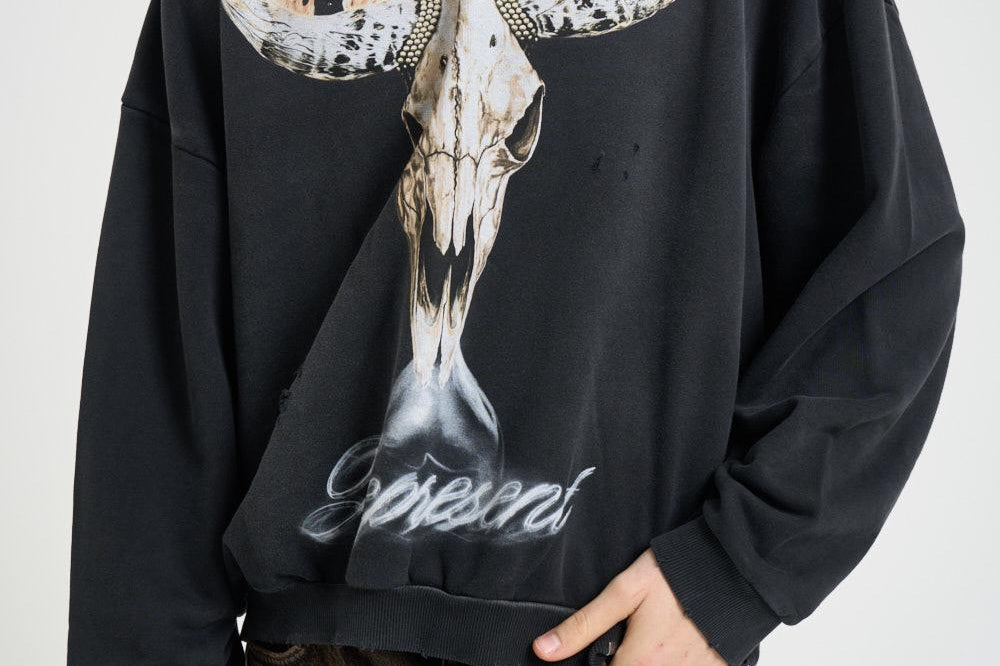 Felpa uomo con cappuccio nera 100610 04STAINEDBLACK REPRESENT 