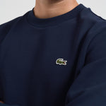 Felpa uomo girocollo in pile blu SH9608 166 LACOSTE 