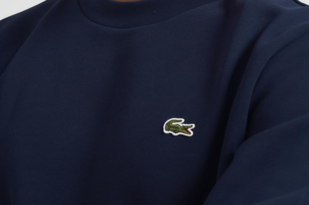 Felpa uomo girocollo in pile blu SH9608 166 LACOSTE 