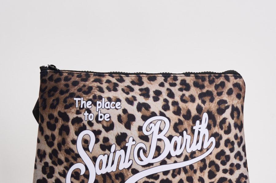 Pochette donna Aline fantasia leopardata nera e marrone ALINEL 00653L MC2 SAINT BARTH 