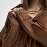 Abito donna midi satinato marrone 4020 T0161CHOCOLATE THE LATEST 
