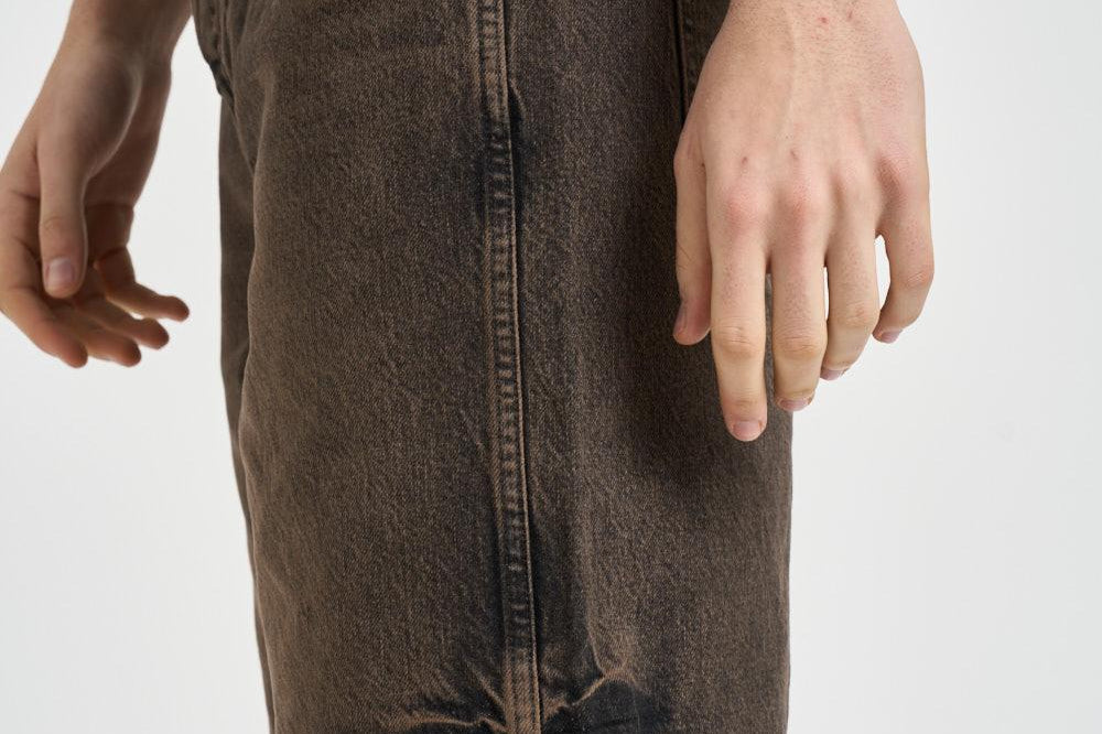 Bermuda uomo in denim vissuto marrone 100501 16BARK REPRESENT 