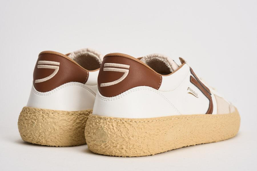 Sneakers uomo Vintage Whale bianche e marrone VINTAGE BARK PURAAI 