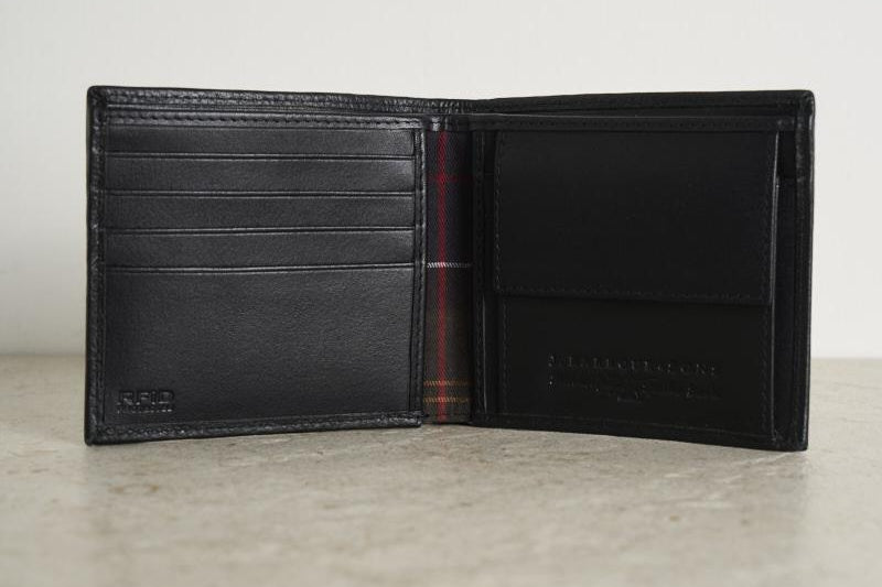 Portacarte uomo nero dettaglio tartan MLG0060 BK11 BARBOUR 