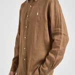 Camicia uomo in lino marrone 710966294 505 RALPH LAUREN 
