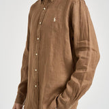 Camicia uomo in lino marrone 710966294 505 RALPH LAUREN 