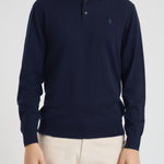 Maglia uomo in lana con colletto polo blu 710941104 001 RALPH LAUREN 