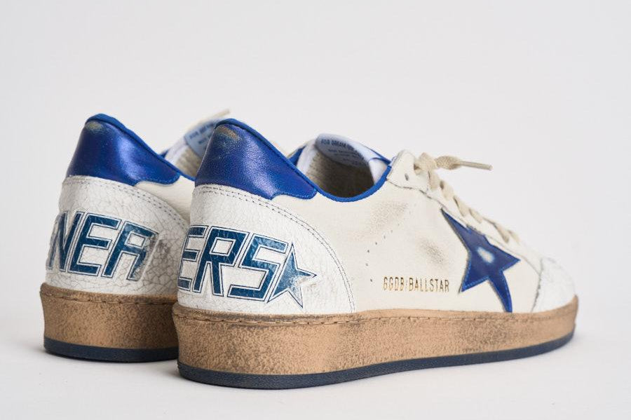 Sneakers uomo Ball Star bianco e blu elettrico GMF00117 F00219810327 GOLDEN GOOSE 