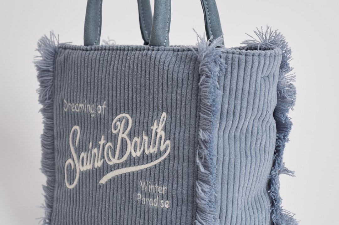 Borsa donna Vanity mini corduroy in velluto a coste celeste VANITYMINI CORD36 MC2 SAINT BARTH 