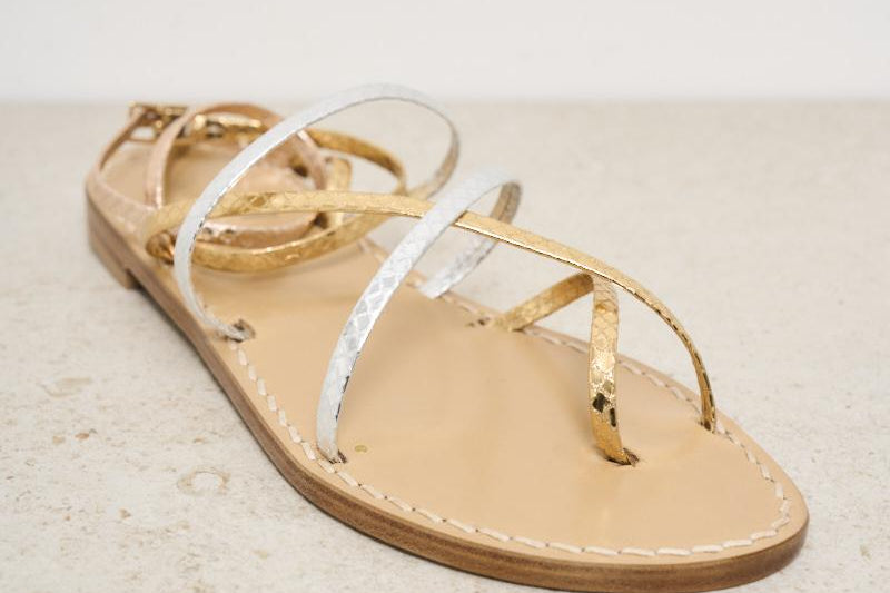 Sandali donna oro e argento W65  EMANUELA CARUSO CAPRI 