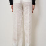 Pantalone donna a palazzo in lino bianco S5SN30 A10 SEMICOUTURE 