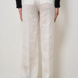 Pantalone donna a palazzo in lino bianco S5SN30 A10 SEMICOUTURE 