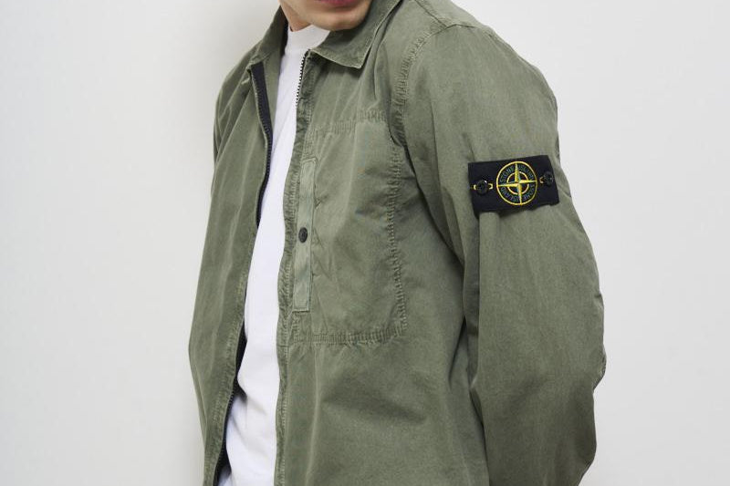 Camicia uomo verde con zip 1200032 S00WNV0159 STONE ISLAND 