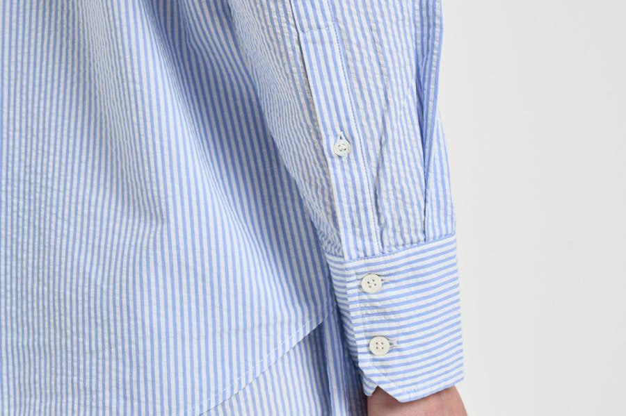 Camicia donna a righe azzurra e bianca CYS0001 AMA31 MC2 SAINT BARTH 