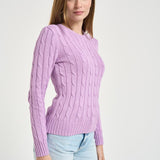 Maglia donna girocollo a trecce lilla 211971869 505 RALPH LAUREN 