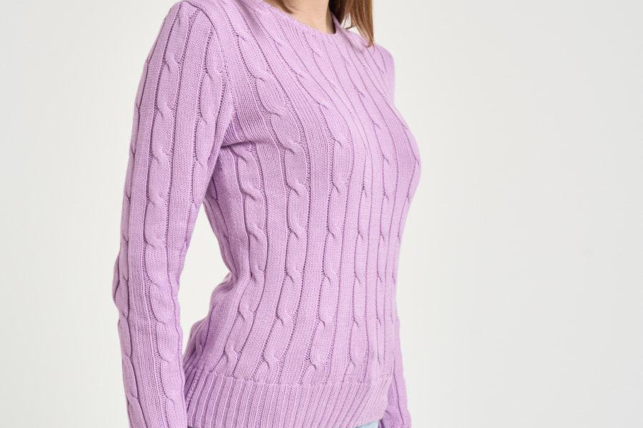 Maglia donna girocollo a trecce lilla 211971869 505 RALPH LAUREN 