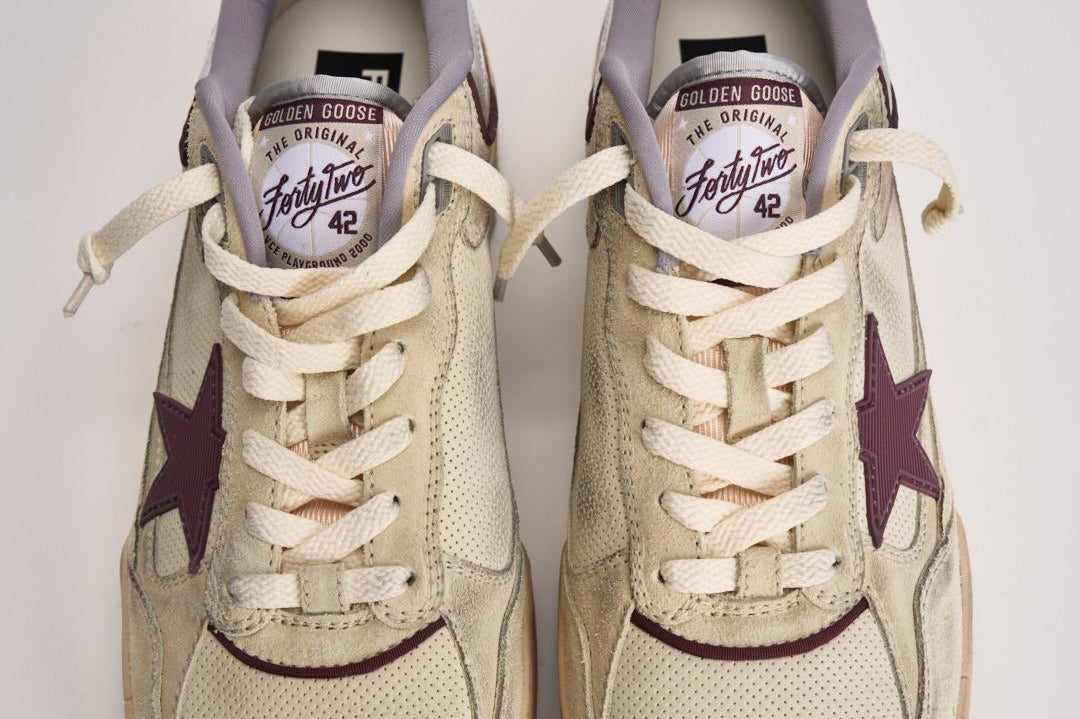 Sneakers uomo Forty2 crema e viola GMF00630 F00795815484 GOLDEN GOOSE 