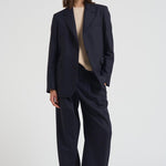 Giacca monopetto donna gessata blu navy GWP02461 P00209850629 GOLDEN GOOSE 