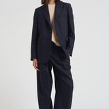 Giacca monopetto donna gessata blu navy GWP02461 P00209850629 GOLDEN GOOSE 
