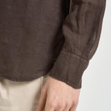 Camicia uomo "Pamplona" in lino marrone LINEN 18H MC2 SAINT BARTH 