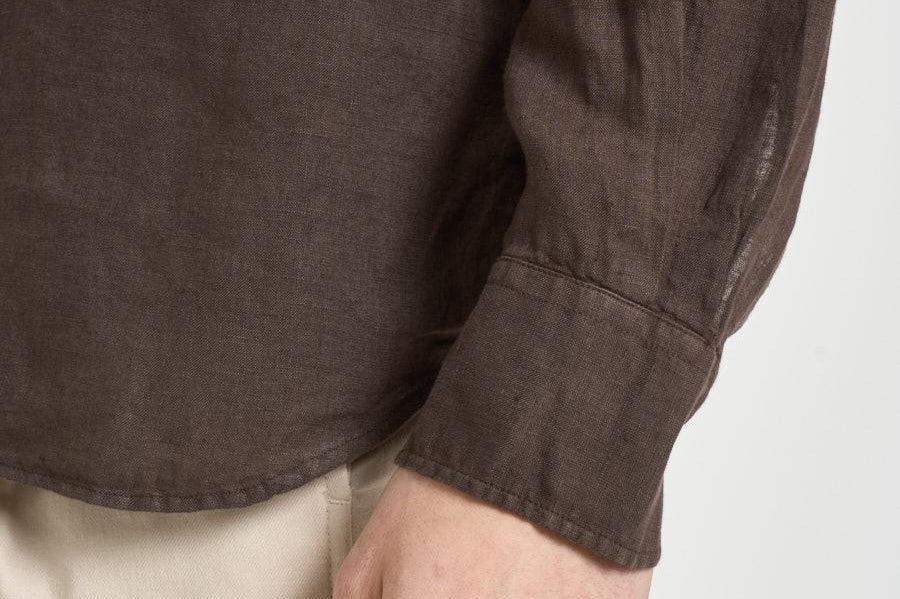 Camicia uomo "Pamplona" in lino marrone LINEN 18H MC2 SAINT BARTH 