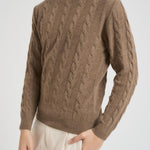 Maglia uomo girocollo a treccia tortora 25FCCM010439 114 ACCADEMIE TESSILI 