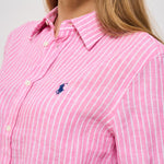 Camicia donna in lino gessata rosa 211970691 001 RALPH LAUREN 