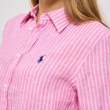 Camicia donna in lino gessata rosa 211970691 001 RALPH LAUREN 