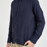 Camicia uomo in lino blu J66TNP UE7 ACCADEMIE TESSILI 