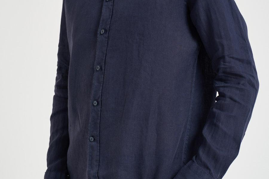 Camicia uomo in lino blu J66TNP UE7 ACCADEMIE TESSILI 