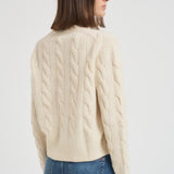 Maglia donna girocollo a treccia panna 211A91216 002 RALPH LAUREN 