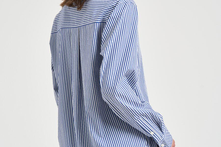 Camicia donna a righe blu e strass D380646 CASHINE883 P.a.r.o.s.h. 