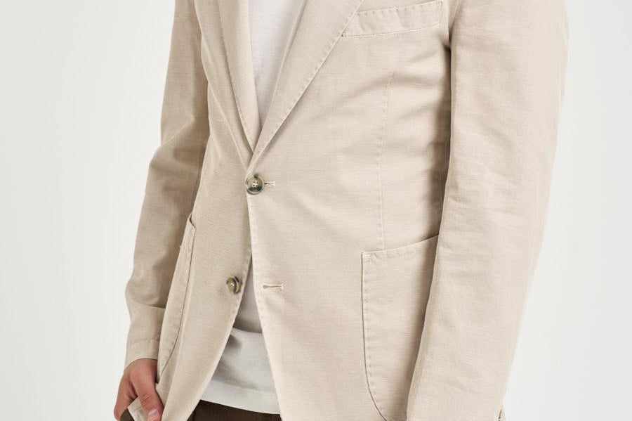 Giacca uomo in misto cotone e lino beige SERENIOLD R7002BEIGE ACCADEMIE TESSILI 