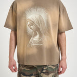 T-shirt uomo beige con grafica DAISHOJI FADEDOLIVE DON'T WASTE CULTURE 