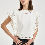 Top donna bianco con ricami TS0298FA D1N08E23EC MARANT ETOILE 