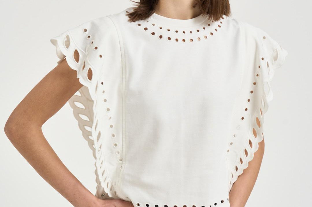 Top donna bianco con ricami TS0298FA D1N08E23EC MARANT ETOILE 