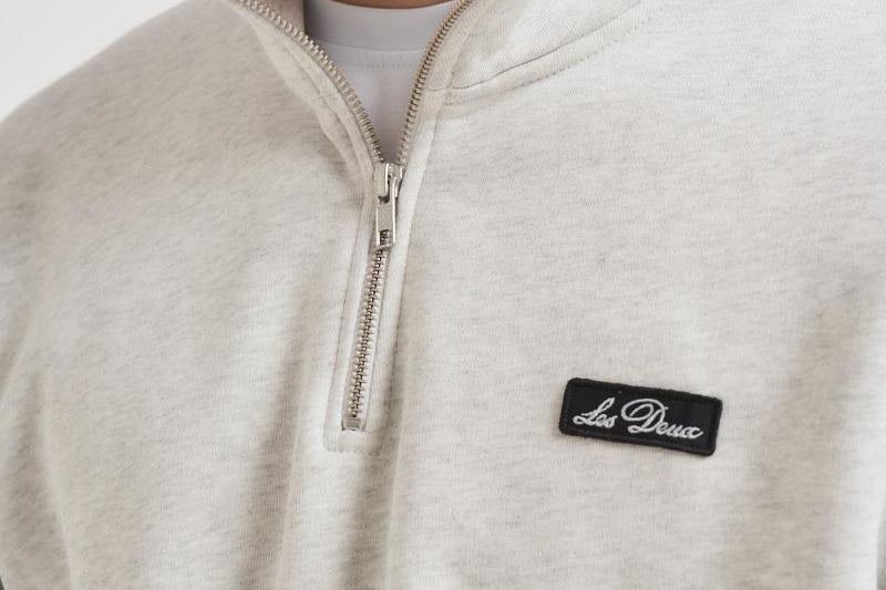 Felpa uomo mezza zip grigio chiaro 1000665 230 LES DEUX 