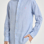 Camicia uomo celeste in misto lino e cotone 710B16700 001 RALPH LAUREN 