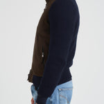 Giubbotto uomo in camoscio e tessuto blu FRANCIS KNIT 309 THE JACK LEATHERS 