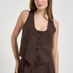 Gilet donna con bottoni marrone CALA BRO0226S IRO 