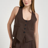 Gilet donna con bottoni marrone CALA BRO0226S IRO 