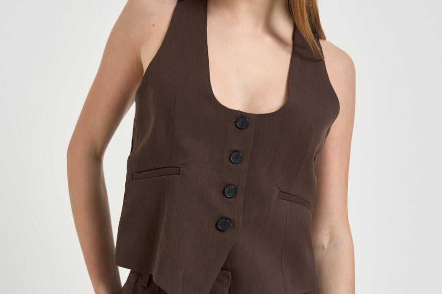 Gilet donna con bottoni marrone CALA BRO0226S IRO 