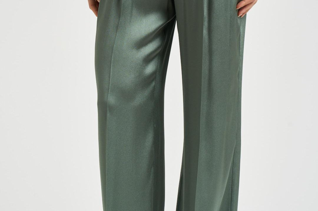 Pantalone donna satinato verde salvia Y6SM37 S29 SEMICOUTURE 