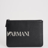 Pochette uomo in pelle nera con logo bianco EM003590 AF19355UC001 EMPORIO ARMANI 