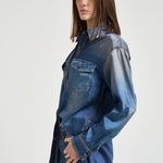 Camicia donna in denim blu slavato GWP02525 P00240650100 GOLDEN GOOSE 