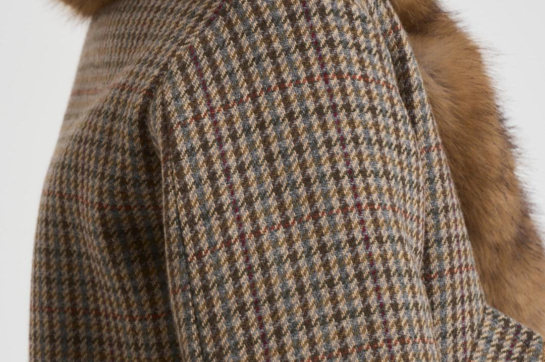 Cappotto donna lungo pied de poule multicolor S1142 2257227 BAZAR DELUXE 