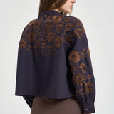 Blusa donna ricamata a mano marrone MATIAS BIGBLOUSENAVY ANTIK BATIK 