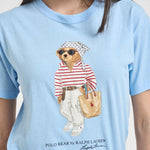 T-shirt donna girocollo Bear celeste 211A12734 001 RALPH LAUREN 