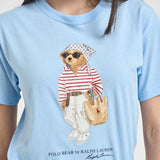 T-shirt donna girocollo Bear celeste 211A12734 001 RALPH LAUREN 